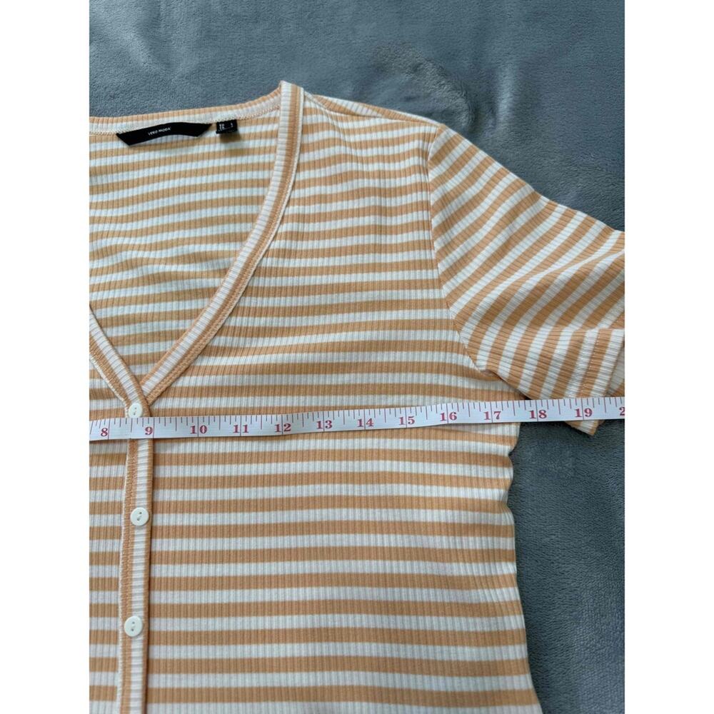 Vero Moda White Stripe Pattern Button Down V Neck… - image 8